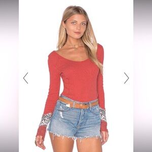 Free People Bandana Cuff Thermal Waffle Knit
Layering Long Sleeve Top